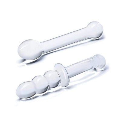 Glas - 2 pc G Spot Pleasure Glass Dildo Set (Clear)