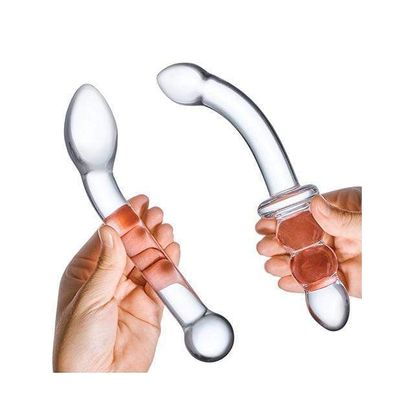 Glas - 2 pc G Spot Pleasure Glass Dildo Set (Clear)