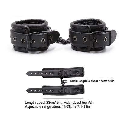 Black Genuine Leather Handcuffs For Sex Toys For Couples Metal hole Hang Buckle Link Bdsm Bondage Restraints Exotic Accessories