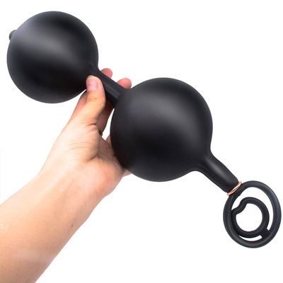 Inflatable Anal Beads With Metal Ball For G spot Stimulator Anal Dilator Big Dildo Anal Plug Sex Toy For Men Prostate Massager