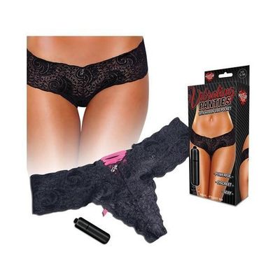 Hustler - Vibrating Panties with Hidden Vibe Pocket S/M (Black/Pink)