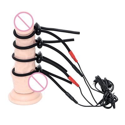 Electro Shock Accessories,Electrical Stimulator Penis Ring,Bead E-stim Massage Cock Rings,Adult Sex Toys For Men Masturbator