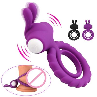 Soft Silicone Dual Vibrating Cock Ring Dick Penis Ring Cockring Adult Sex Toys for Men for Couples Enhancing Harder Erection