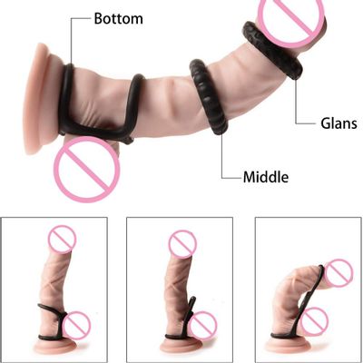 Black Male Silicone Penis Cock Ring Sleeve Male Chastity Device Cage Cockring Sex Toys For Men Adult Products Male Masturbation
