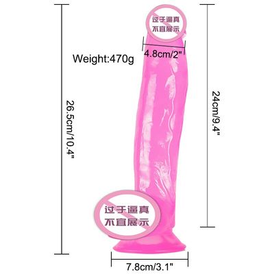 Crystal Pink Realistic Cock Masturbator Thick TPE Large Dildo Sex Toys for Women