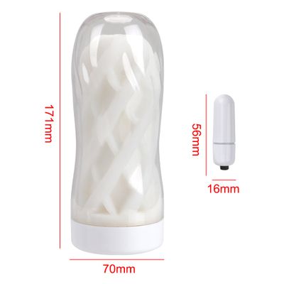 IKOKY Male Masturbator Cup With Bullet Vibrator Vacuum Sex Cup Soft Pussy Aircraft Cup Vagina Endurance Exercise Sex toy for Men