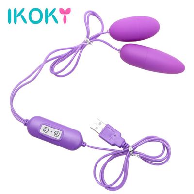 IKOKY Vibrating Eggs 12 Frequency 2 Shapes Multispeed USB Vibrators Sex toys for Women Female Whole Body Massage Adult Product