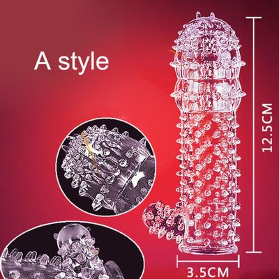 Reusable Silicon Condom With Spike Dotted For Men dildo sheath Condoms Extender Penis Sleeve cover Cock Ring Sex Toys