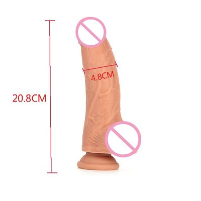 Female Masturbation Super Large Dildo Liquid Silicone Double-Layer Realistic Cock Skin Adult Toys for Women