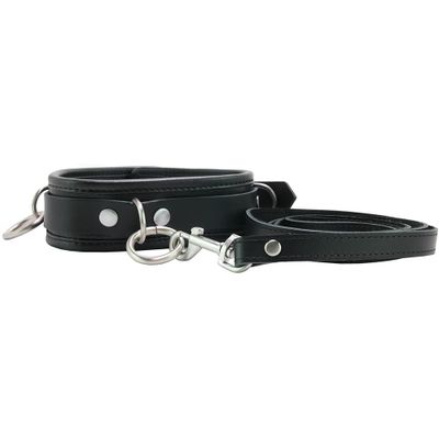 100% Leather 3 Ring Leash & Collar