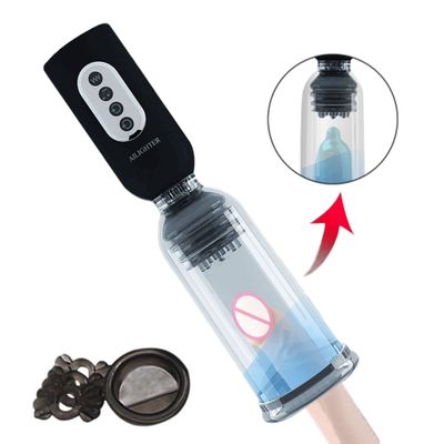 New Penis Enlargement Pump Vibrator Male Masturbator Cup Sex Machine Air Vacuum Pump Penis Ring Sex Toys For Men Dick Trainer