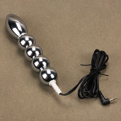 New Electric Shock 5 Beads Stainless Steel Butt Plug Anal Plug Electro Shock Therapy Parts Electrical Sex Toys For Men Women