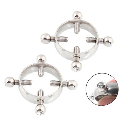 Sexy Stainless steel Women Breast adjustable Screw Clip With Chain Slave Bell Pendant Fake Nipple Ring Sex Body Piercing jewelry