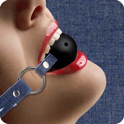 Ouch! Breathable Ball Gag with Denim Straps