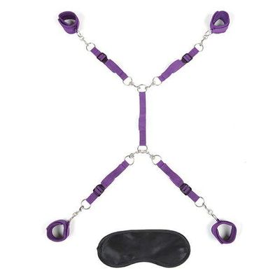 Lux Fetish - Lux Fetish 7 Piece Bed Spreader Restraint System (Purple)