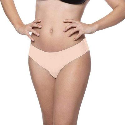 Bye Bra - Invisible Seamless G String Panty 2 Pack XS (Beige/Black)