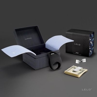 LELO - Pino Vibrating Cock Ring with Cufflinks and Clip (Black)