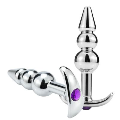 4 Style Metal Anal Plug Outdoor Wear Butt Plug Sex Toys with Crystal Jewelry Insert Anal All Day Suitable for Women and Men