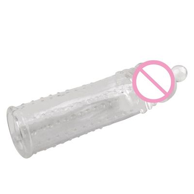 Penis Extender Sleeve Penis Crystal Condom Cover Sleeve Reusable Silicon Condom With Spike Dotted For Men Dildo Condoms Sex Toys