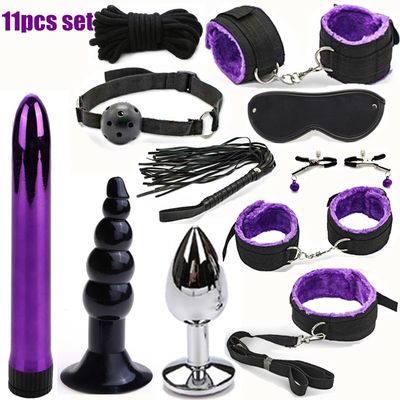 13pcs set fetish Adult SM Sex Love Game Toy Kit for Couples women bondage restraint Set Handcuff Whip Nipple Clamps Gag bdsm