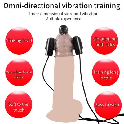 Penis Head Vibrator For Men Glans Trainer Delay Ejaculation Adult Sex Toys For Men Masturbator Cock Sleeve Three Bullet Vibrator