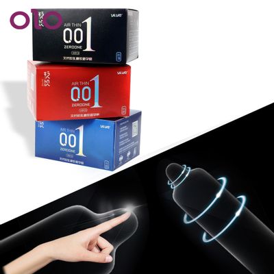 OLO 0.01 Ultra Thin Sex Toys for Men Ice Heat Touch Sex Products 10 Pieces/Box Hyaluronic Acids Condoms Natural Latex