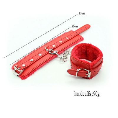 Sexy Adjustable PU Leather Plush Handcuff Ankle Cuff Restraints Bondage Sex Toys Muply Restraints Sex Bondage Exotic Accessories